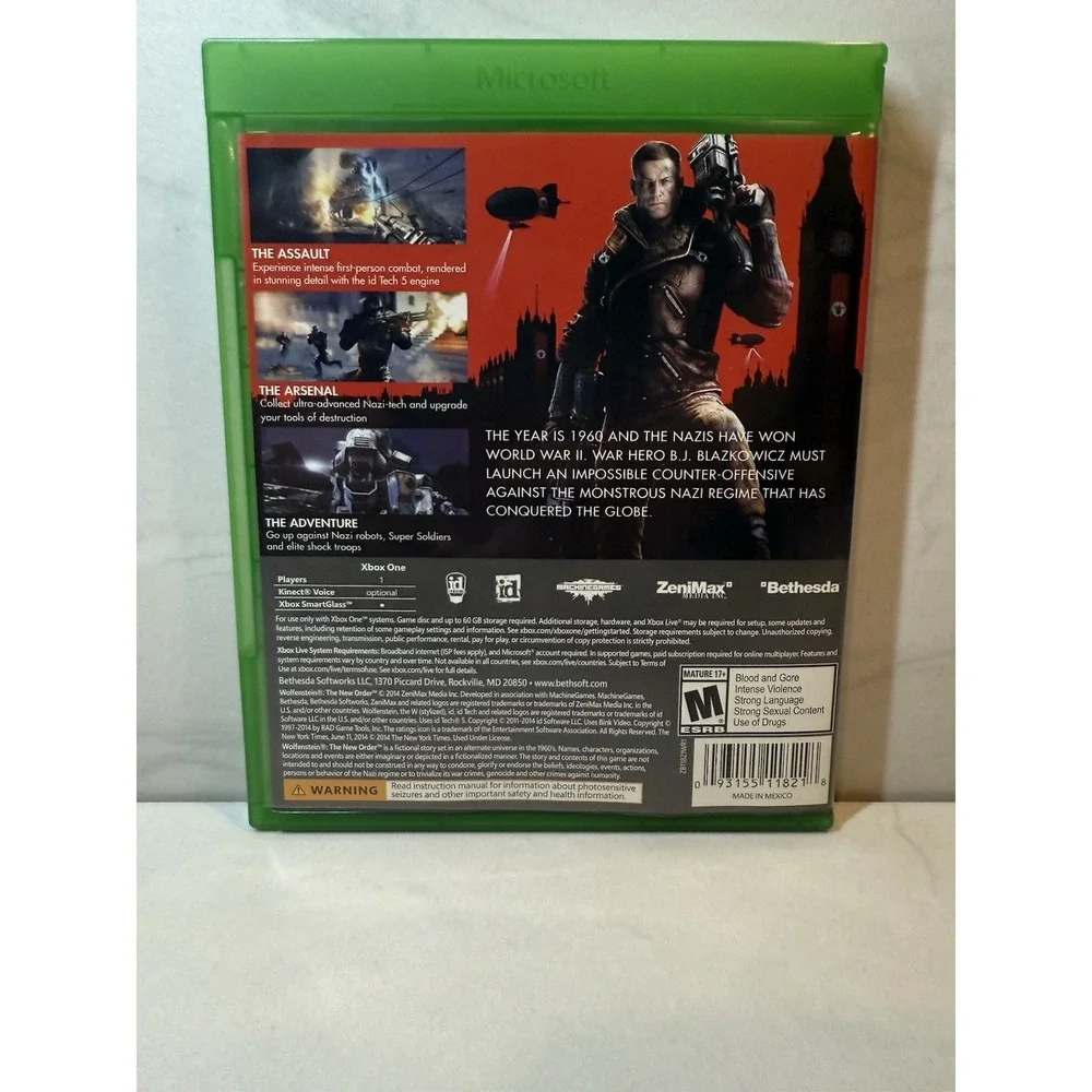 Wolfenstein‎ The New Order Xbox One Microsoft Bethesda Action Shooter Video Game